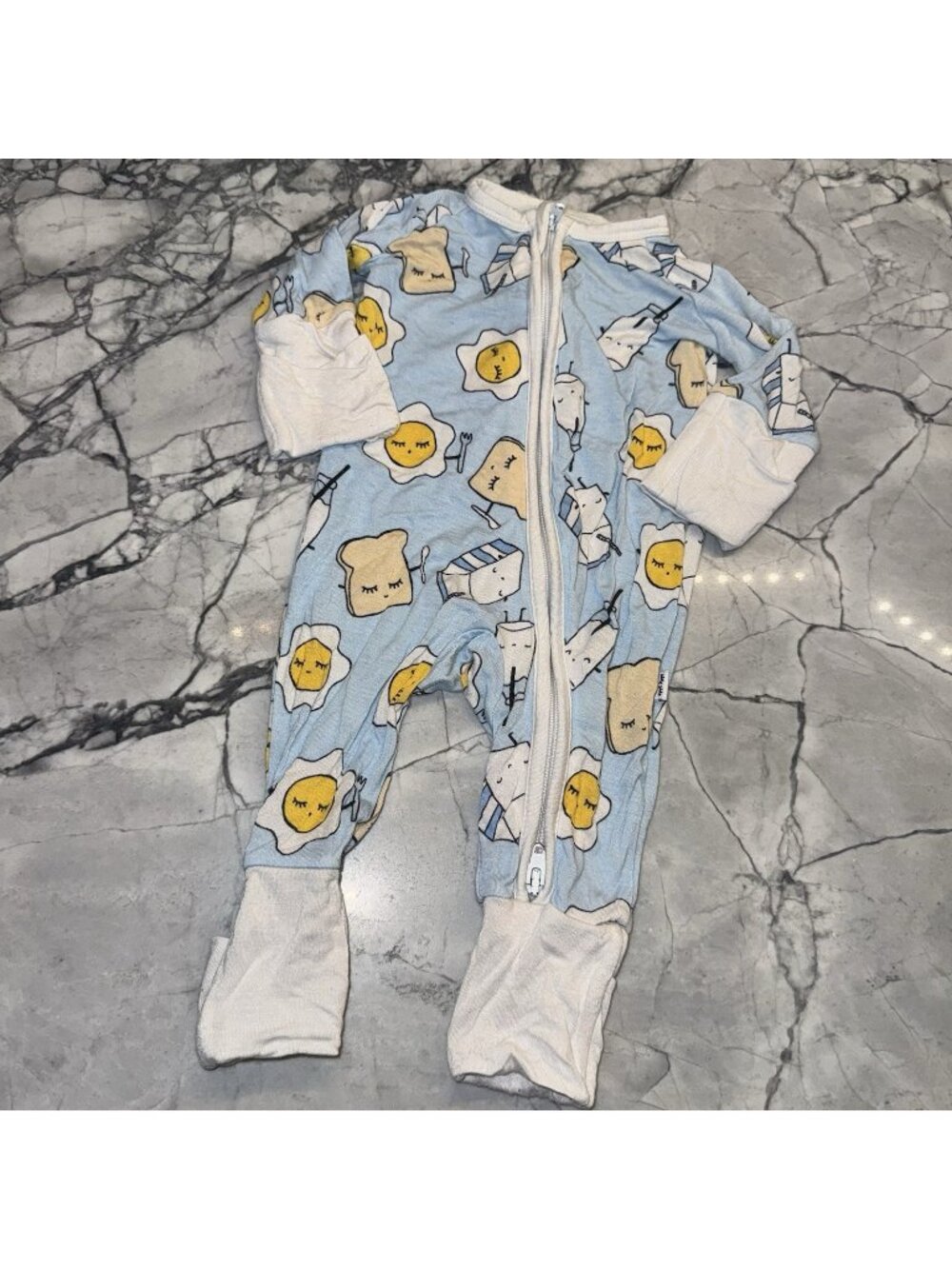 Little Sleepies Preemie Blue Breakfast Buddies Bamboo Zippy Sleeper